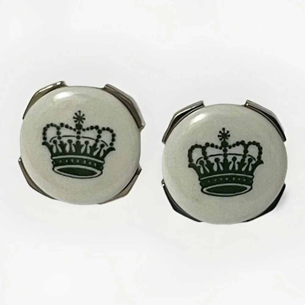 Royal Copenhagen Porcelain Crown Toggle Cufflinks